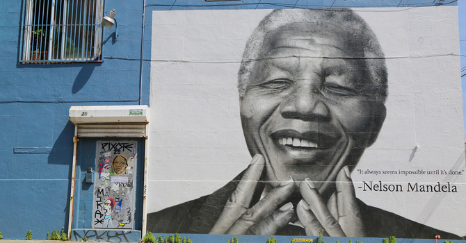 Mural of Nelson Mandela in Brooklyn