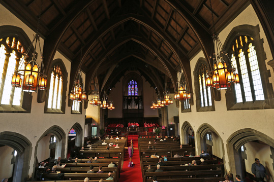 The third service on Sundays at Broadway United Methodist Church are in the beautiful sanctuary, Sunday, March 15, 2015.