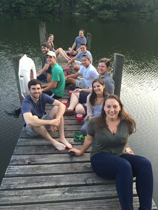 ThinkHouse fellows relaxing on a dock