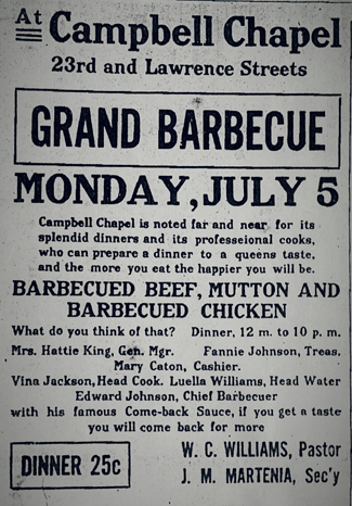Vintage ad for a church barbecue