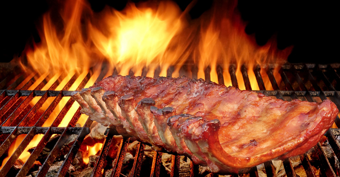 BBQ ribs on a grill