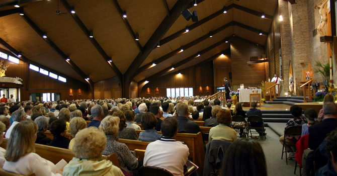 Congregation at church service