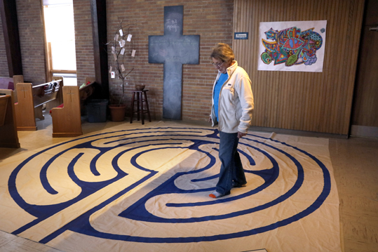 Woman walking a labyrinth