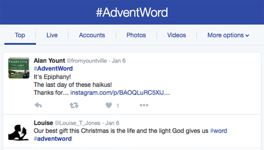 SSJE&#039;s twitter feed for the hashtag #AdventWord